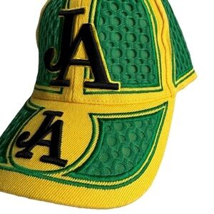 Jamaica SnapBack Baseball Hat Green Yellow Bold Adjustable JA VGUC